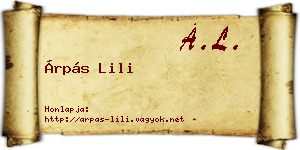 Árpás Lili névjegykártya